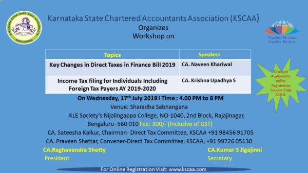 Key Changes in Direct Taxes in Finance Bill 2019 And Income tax filing  Including Individuals & Foreign Tax Payers AY 2019 - 20| 17/07/2019