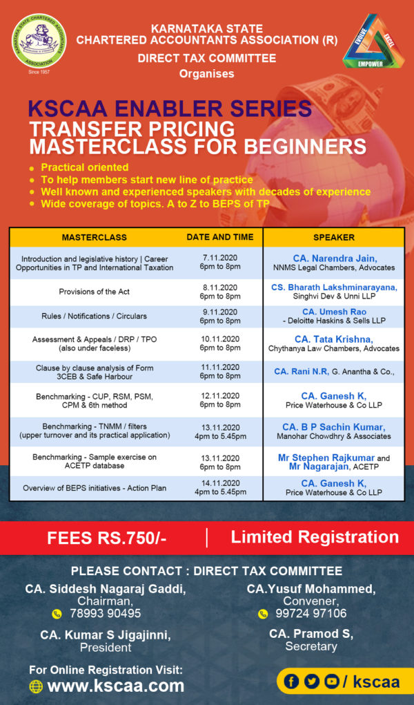 KSCAA Enabler Series : Transfer Pricing Master Class for Beginners