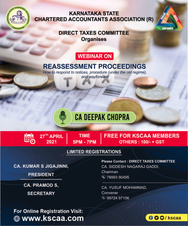 Webinar on Reassessment Proceedings by CA Deepak Chopra | 27/04/2021