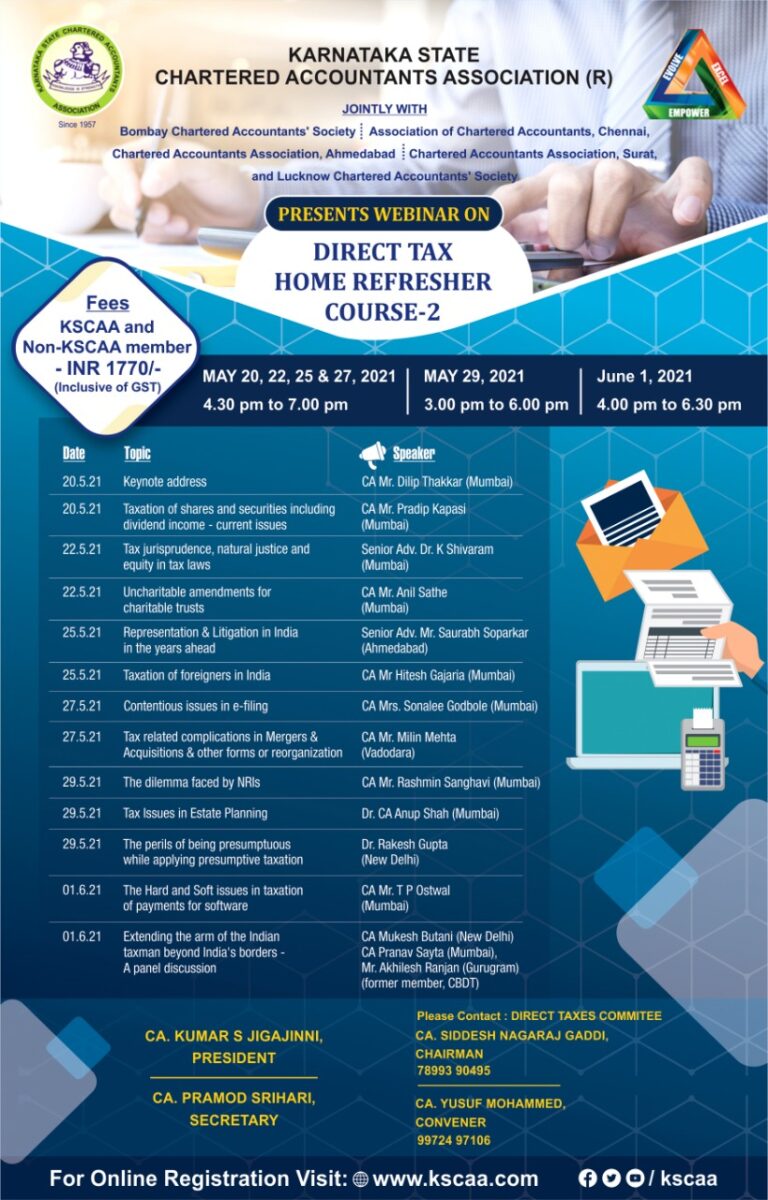 inar on Direct Tax Home Refresher Course 2 KARNATAKA STATE