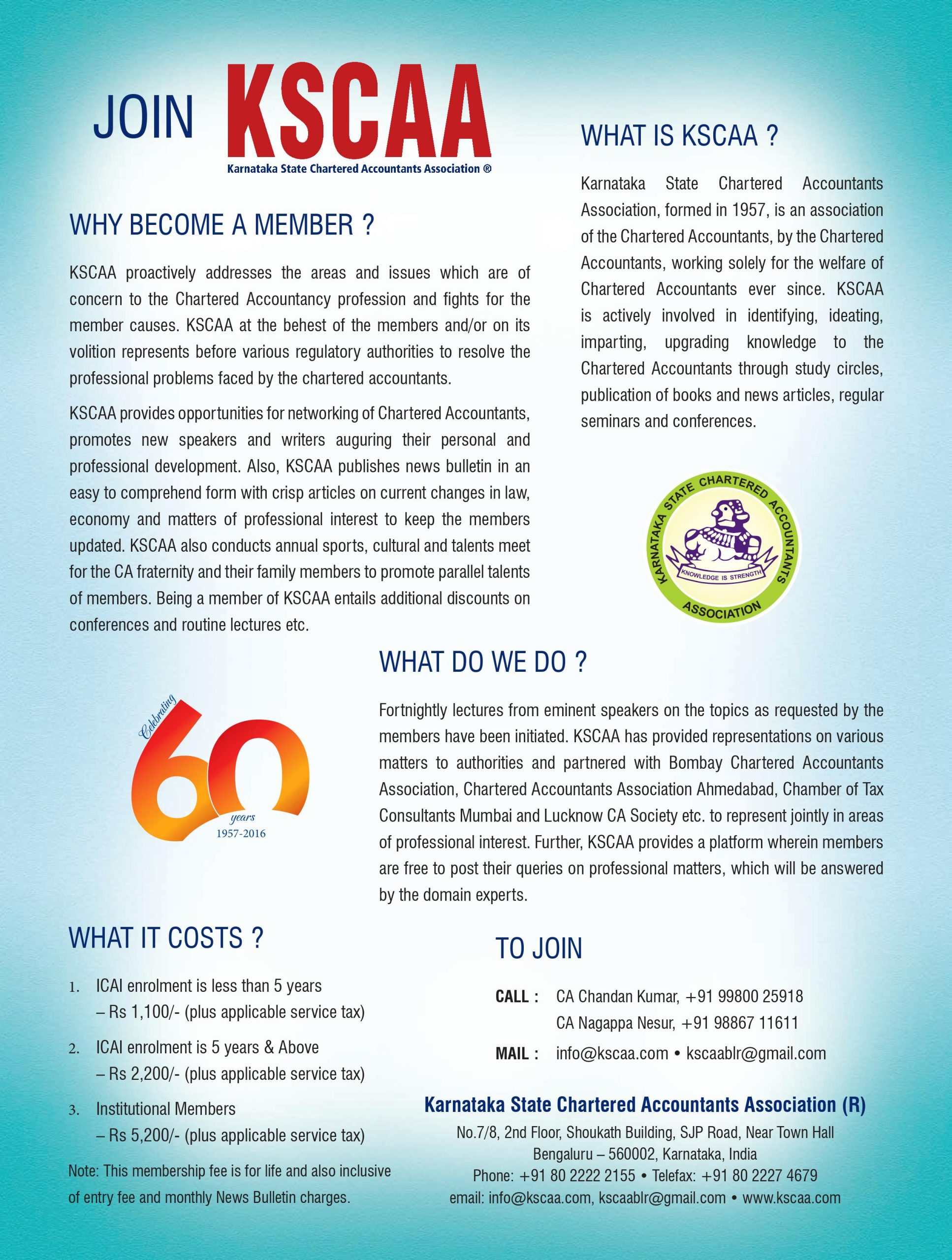 Membership KARNATAKA STATE CHARTERED ACCOUNTANTS ASSOCIATION (R)