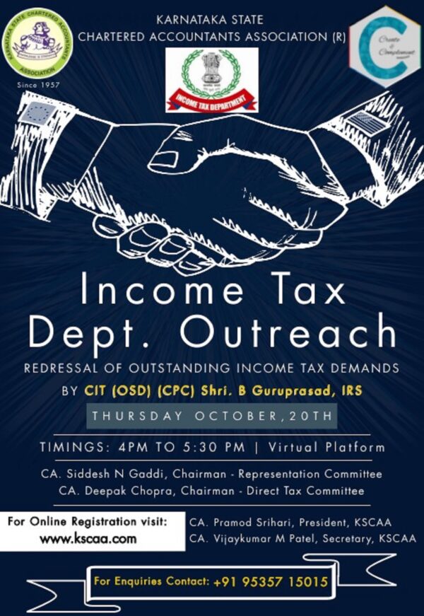 Webinar on Income Tax Department Outreach for Redressal of Outstanding Income Tax Demands by CIT (OSD) (CPC) | 20-10-2022