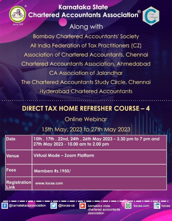 Direct Tax Home Refresher Course | 15th May to 27th May 2023