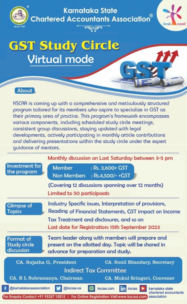 Recurring | GST Study Circle | Virtual Mode (Non Members)