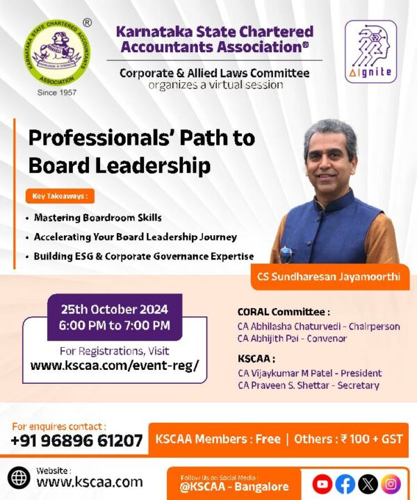 | webinar | Professionals’  Path to Board Leadership| 25-10-2024| 6:00 PM to 7:00 PM